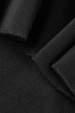 Schwarzes, lässiges, elegantes, solides Patchwork aus der Schulter mit einem Schrittrock