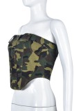 Camouflage Sexy Casual Camouflage Print Patchwork Rugloze strapless tops