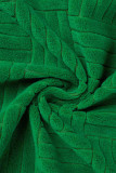 Grüner, lässiger, solider Patchwork-Reißverschluss mit Kapuzenkragen, Kurzarm, zweiteilig