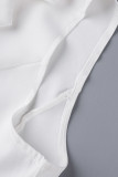 Vestido de traje de cuello vuelto de patchwork sólido casual blanco Vestidos
