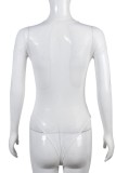 White Sexy Casual Print Basic O Neck Skinny Bodysuits