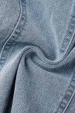 Svart Casual Solid Patchwork Skjorta Krage Långärmad Två delar