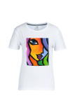 Svart Street Print Patchwork O-hals T-shirts