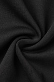 Robes de jupe en une étape élégantes décontractées noires en patchwork solide à l'épaule