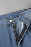 Jeans taglie forti strappati casual blu baby
