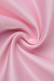 ピンク スイート ソリッド パッチワーク スパゲッティ ストラップ ケーキ スカート ドレス