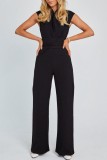 Wit Casual Solide Patchwork V-hals Normale jumpsuits