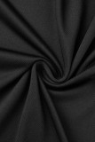 Robe longue noire décontractée dos nu à épaules dénudées