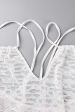 Witte sexy effen bandage rugloze split halter mouwloze jurkjurken