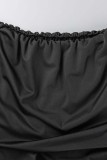 Robe longue noire décontractée dos nu à épaules dénudées