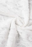 Branco Sexy Bandagem Sólida Sem Costas com Decote Sem Mangas