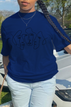 Темно-синие футболки с круглым вырезом в стиле пэчворк с уличным принтом