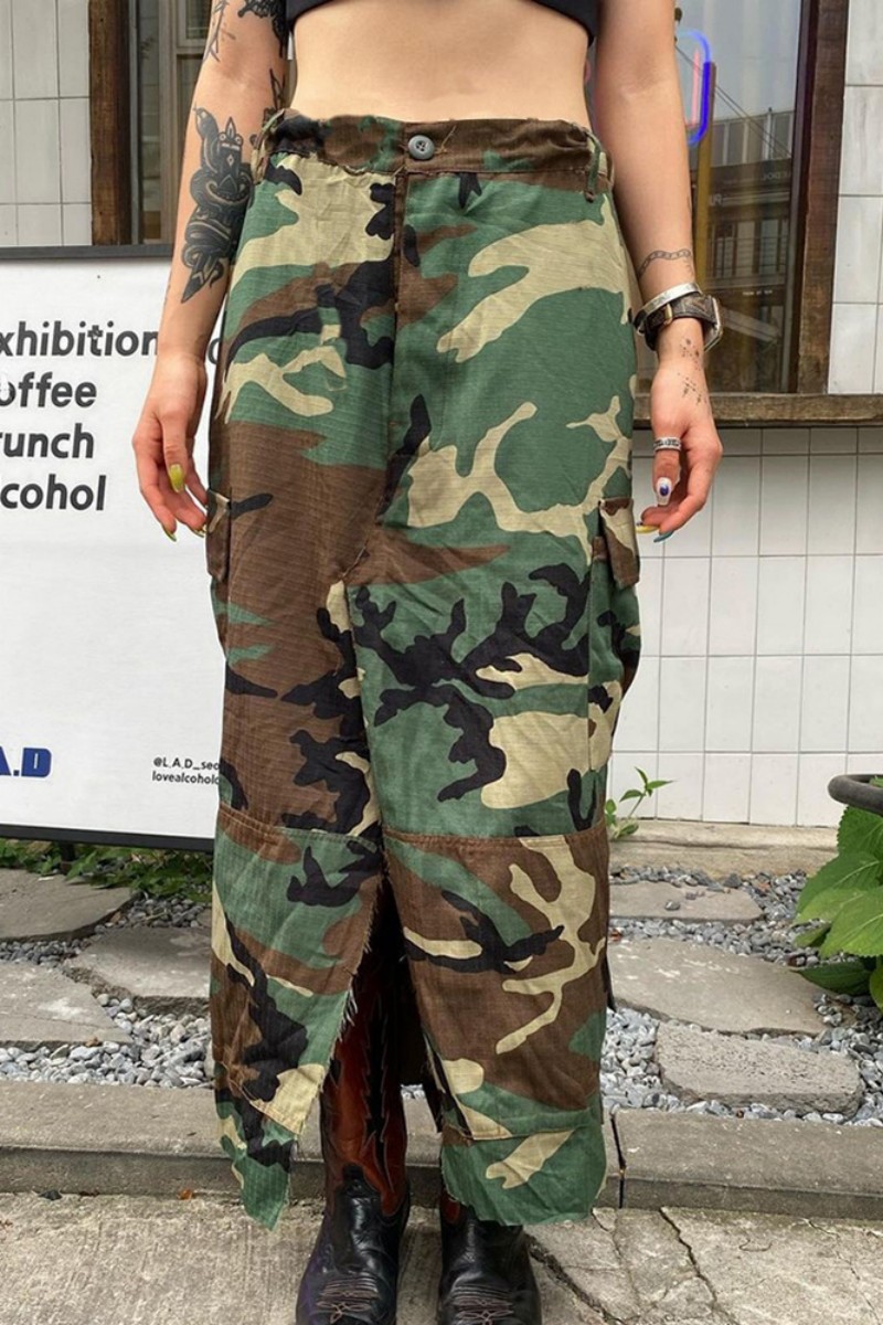 

Camouflage Casual Camouflage Print Regular High Waist Conventional Full Print Bottoms