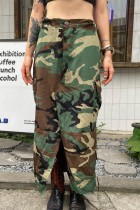 Camouflage Casual camouflageprint Normale hoge taille Conventionele volledige printbroek