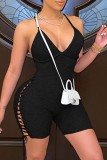 Witte Sexy Casual Solid Backless V-hals Skinny Romper