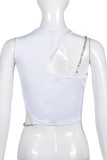 White Sexy Casual Solid Hollowed Out Patchwork O Neck Tops