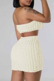Milky Sexy Solid Backless Strapless Sleeveless Two Pieces