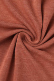 Оранжевый Красный Повседневная сплошная лоскутная О-образная горловина С коротким рукавом Из двух частей