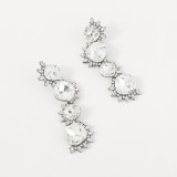 White Casual Daily Party Patchwork Rhinestone Earrings