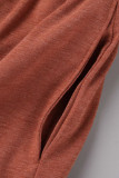 Оранжевый Красный Повседневная сплошная лоскутная О-образная горловина С коротким рукавом Из двух частей