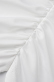 Witte sexy effen patchwork backless asymmetrische halter onregelmatige jurkjurken