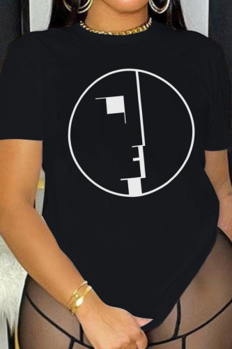 T-shirt con scollo O Neck patchwork con stampa stradale nera