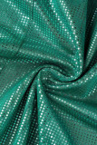 Vert Sexy Solide Patchwork V Cou Jupe Crayon Robes