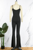 Svart Sexig Casual Solid Backless Spaghetti Strap Skinny Jumpsuits