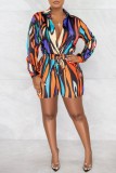 Roze mode casual print patchwork kraag normale romper