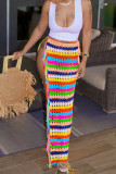 Couleur Sexy Tassel Bandage Patchwork Slit Swimwears Cover Up
