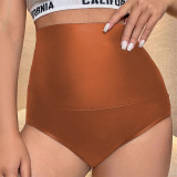 Brown Casual Solid Basic Skinny High Waist Conventional Solid Color Bottoms