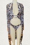 Леопардовый принт Сексуальный купальник с леопардовым вырезом (с прокладками)