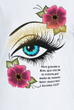 T-shirt con scollo a V patchwork stampato con occhi di strada neri