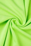 Fluorescerande Grön Sexig Solid Basic U Neck Vest Klänning Klänningar