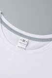 Witte casual T-shirts met dagelijkse print en patchwork Letter O-hals