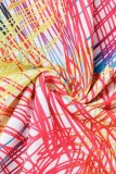 Veelkleurige sexy print rugloze spaghettibandjes mouwloze jurkjurken