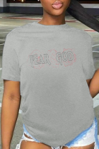 Серые футболки с круглым вырезом в стиле пэчворк с уличным принтом