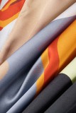 Orange Casual Print Cardigan Outerwear