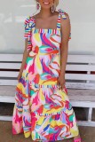 Цветное сексуальное повседневное платье с принтом, платье с открытой спиной и квадратным воротником, платья на бретельках
