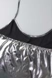 Темно-серое сексуальное однотонное платье без рукавов с открытой спиной на тонких бретелях