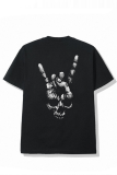 Svart Street Basis Skull Patchwork O-hals T-shirts