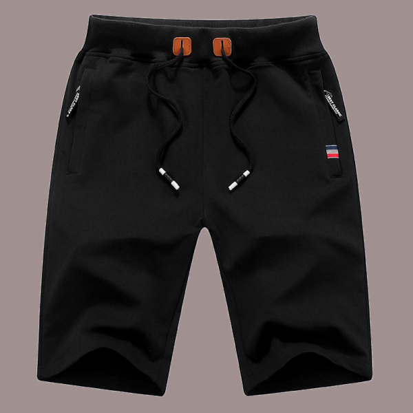 Zwart casual effen trekkoord rechte hoge taille wijde pijpen effen kleur shorts