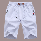 Short de couleur unie blanc décontracté solide à cordon de serrage taille haute et jambe large