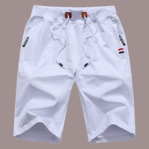 Short de couleur unie blanc décontracté solide à cordon de serrage taille haute et jambe large