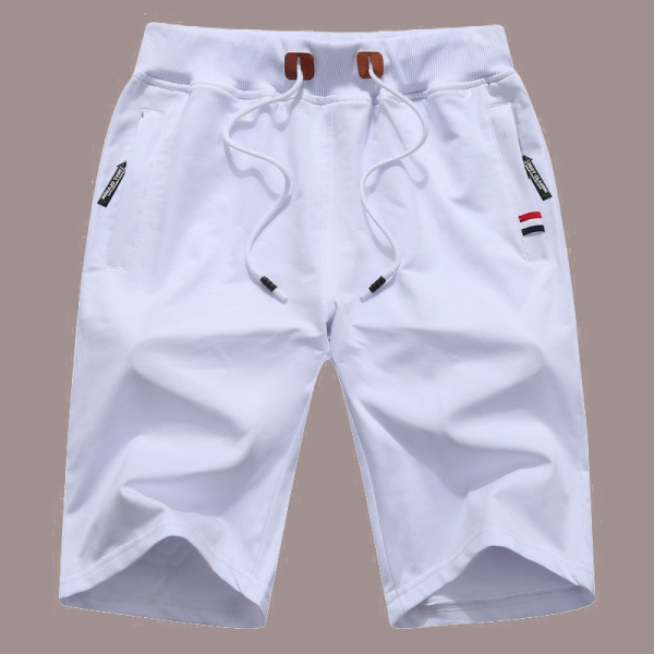 Short casual branco liso com cordão reto cintura alta perna larga cor lisa