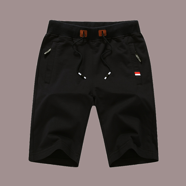 Pantalones cortos de color sólido sueltos de pierna ancha sueltos con cordón sólido casual negro