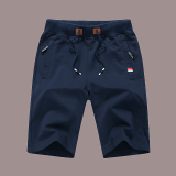 Pantalones cortos casuales de color sólido de pierna ancha sueltos de color azul oscuro