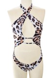Leopard Print Sexy Print Leopard Hollowed Out Swimwears (With Paddings)