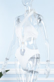 Белые сексуальные однотонные купальники с вырезом на спине (с прокладками)
