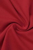 Robes de robe irrégulières rouges sexy solides évidées Frenulum Backless O Neck